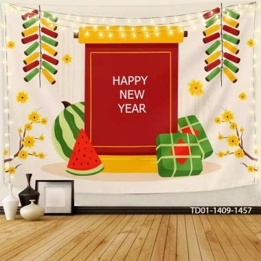 Tranh vải Tết Tín Phát backdrop sự kiện 2.026 - Chúc mừng Năm Mới, chỉ 73.100 VND