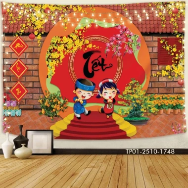 Tranh vải Tín Phát Backdrop Năm mới – Tết Việt, Chúc mừng Năm mới, Giá 85.000₫