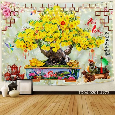 Tranh vải Tín Phát Backdrop Tết 2.025 Chiêu tài lộc treo tường chỉ 85.000₫ 4