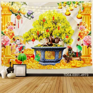 Tranh vải Tín Phát Backdrop Tết 2.025 Chiêu tài lộc treo tường chỉ 85.000₫ 5
