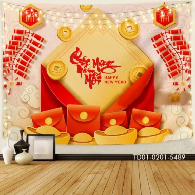 Tranh vải Tín Phát Backdrop Tết 2.025 Chiêu tài lộc treo tường chỉ 85.000₫ 7