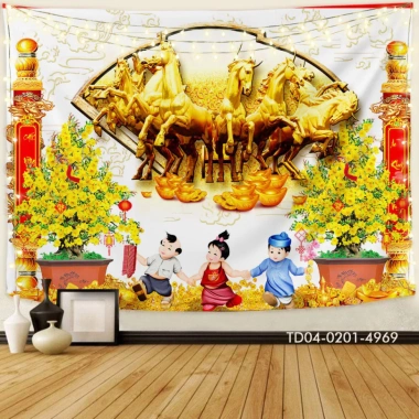 Tranh vải Tín Phát Backdrop Tết 2.025 Chiêu tài lộc treo tường chỉ 85.000₫ 10