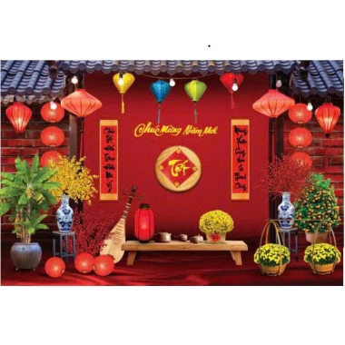 Tranh Vải Trang Trí Tết - Phông Tiêu Cảnh, Chụp Ảnh Đẹp, Giá Ưu Đãi 200k