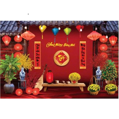 Tranh Vải Trang Trí Tết – Thảm Decor Tiểu Cảnh, Phông Chụp Hình Giá 139.750 VND 2