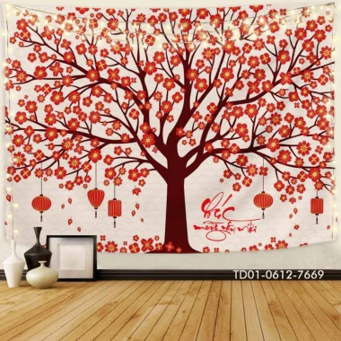 Tranh vải treo tường Backdrop Tết Nguyên Đán 2.025, Tết Bình An, Giá 85.000₫
