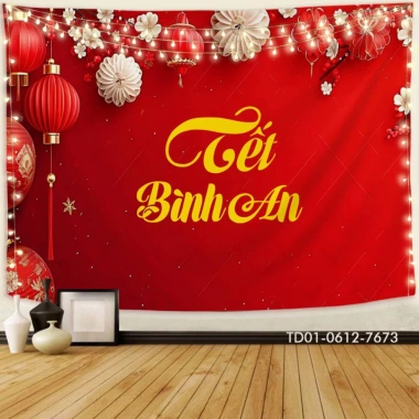 Tranh vải treo tường Backdrop Tết Nguyên Đán 2.025, Tết Bình An, Giá 85.000₫