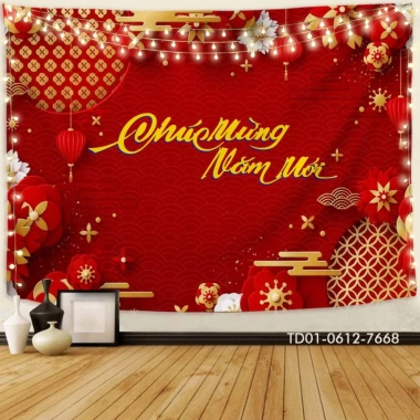 Tranh vải treo tường Backdrop Tết Nguyên Đán 2.025, Tết Bình An, Giá 85.000₫