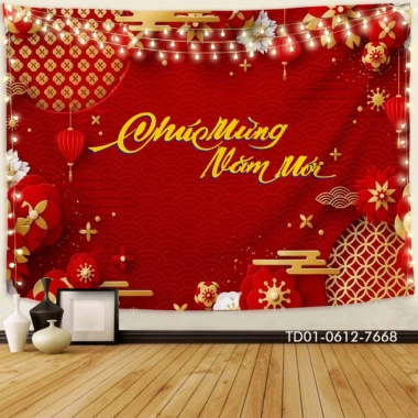 Tranh vải treo tường Backdrop Tết Nguyên Đán 2.025, Tết Bình An, Giá 85.000₫