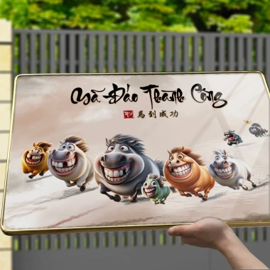 Tranh vô tri MÃ ĐÁO THÀNH CÔNG - MÃI DÉLL THÀNH CÔNG ngựa hài hước, gương bo viền, giá ưu đãi 155.000₫ 4