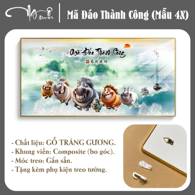 Tranh vô tri MÃ ĐÁO THÀNH CÔNG - MÃI DÉLL THÀNH CÔNG ngựa hài hước, gương bo viền, giá ưu đãi 155.000₫ 10