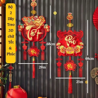 Treo chữ Phúc Tết An Khang Thịnh Vượng - Trang trí Tết, kèm móc, giá 29.000 VND