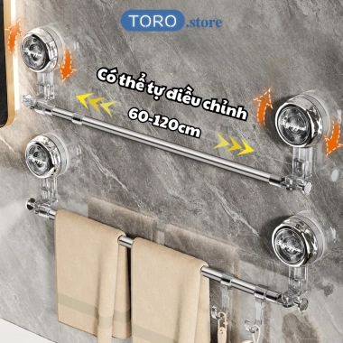 Treo Khăn Mặt Cốc Hút Chân Không Điều Chỉnh, Thu Gọn Ngắn Dài - Kệ Đựng Đồ Nhà Bếp và Đép Nhà Tắm 82.999 VND 2