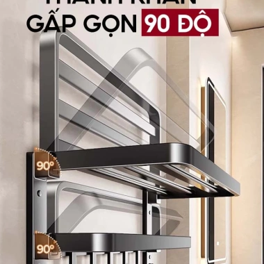 Treo khăn phòng tắm DANLE kèm thanh treo quần áo, thép carbon cao cấp, bảo hành 10 năm