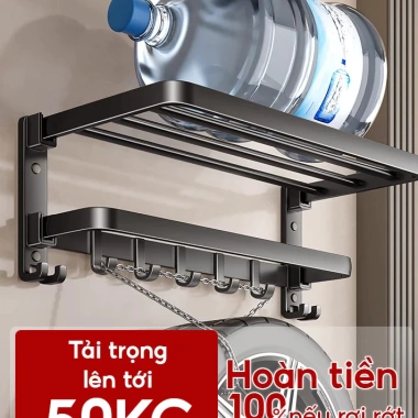 Treo khăn phòng tắm DANLE kèm thanh treo quần áo, thép carbon cao cấp, bảo hành 10 năm