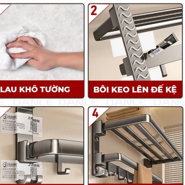 Treo khăn phòng tắm DANLE kèm thanh treo quần áo, thép carbon cao cấp, bảo hành 10 năm