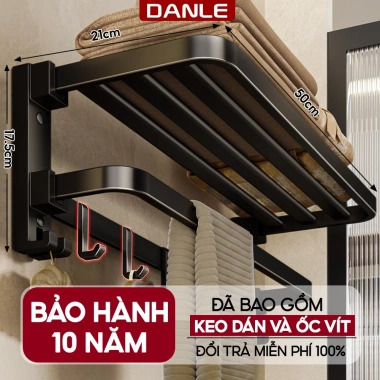 Treo khăn phòng tắm DANLE kèm thanh treo quần áo, thép carbon cao cấp, bảo hành 10 năm
