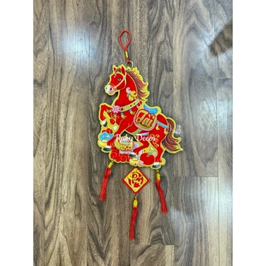 Treo ngựa nhung ánh kim 3D hai mặt 22x62cm Trang trí Tết may mắn, giá 59.000 VND 3