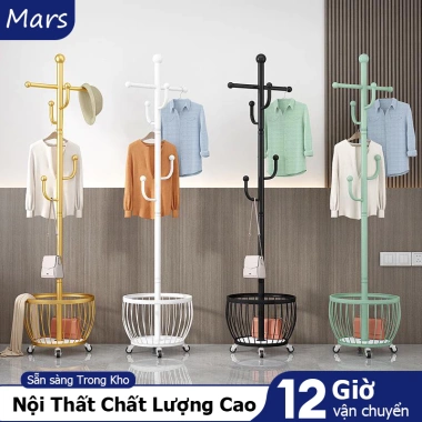 Treo Quần Áo Inox Cao Cấp Bánh Xe Di Chuyển - Cây Treo Đồ Đen Trắng Vàng Giá 295.000 VND