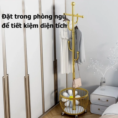 Treo Quần Áo Inox Cao Cấp Bánh Xe Di Chuyển - Cây Treo Đồ Đen Trắng Vàng Giá 295.000 VND