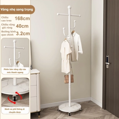 Treo Quần Áo Inox Cao Cấp Bánh Xe Di Chuyển - Cây Treo Đồ Đen Trắng Vàng Giá 295.000 VND