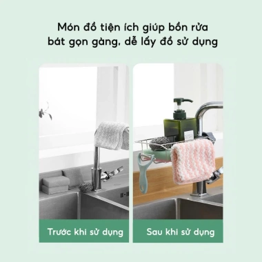 Treo vòi rửa bát inox 304 chống gỉ – Kệ đa năng để đồ rửa chén, chỉ 34.000₫ 2