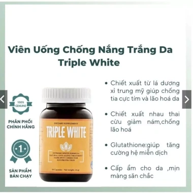 Triple White Viên uống trắng da chống nắng giảm thâm nám giá chỉ 420.000đ