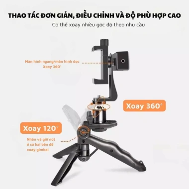 Tripod 2 điện thoại quay video phát sóng trực tiếp - Giá 3 chân để bàn & cầm tay, chỉ 86.000₫ 5