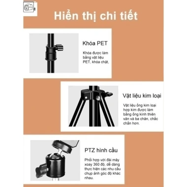 Tripod 3 chân 2 trong 1 - Chân đế hợp kim xoay 360 độ, đỡ điện thoại, chụp ảnh 83.300đ