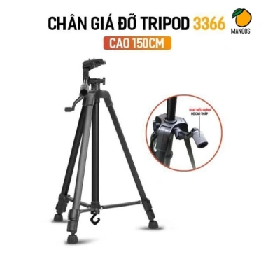 Tripod 3 Chân 3.366 - Giá Đỡ Điện Thoại Máy Ảnh, Tay Cầm + Remote Chụp Ảnh Từ Xa, 133.335₫ 2