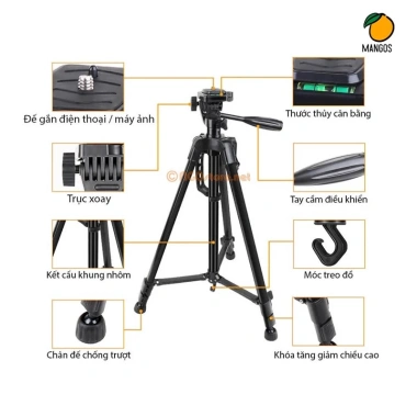 Tripod 3 Chân 3.366 - Giá Đỡ Điện Thoại Máy Ảnh, Tay Cầm + Remote Chụp Ảnh Từ Xa, 133.335₫ 5