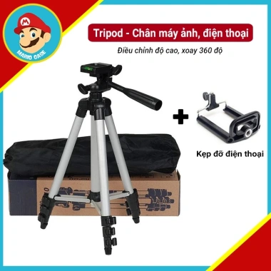 Tripod 3 chân TF-3.110 Mariocase - Chân máy ảnh & điện thoại, điều chỉnh cao, xoay 360, giá 200.000₫