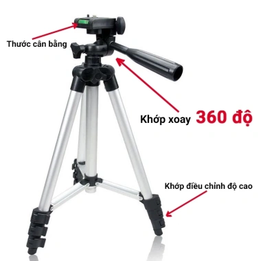 Tripod 3 chân TF-3.110 Mariocase - Chân máy ảnh & điện thoại, điều chỉnh cao, xoay 360, giá 200.000₫