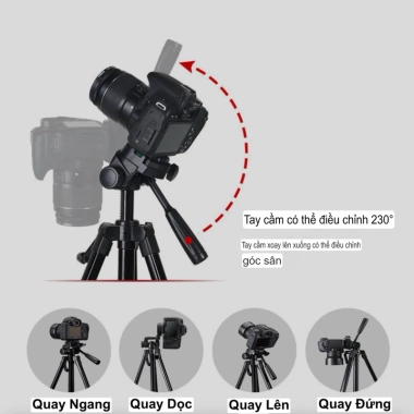 Tripod 360 Cao 1.8m/1.7m/1.4m Đa Năng - Đặt Điện Thoại & Máy Ảnh, Điều Chỉnh Cao Thấp, Thiết Kế Bền Vững 3