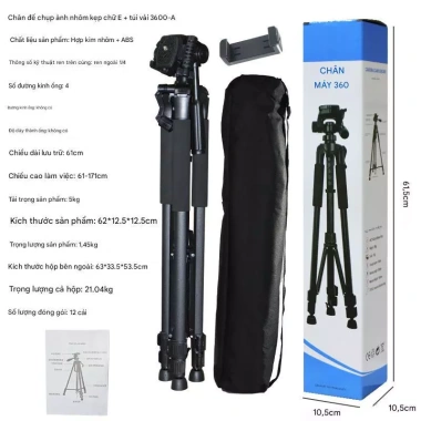 Tripod 360 độ đỡ điện thoại, máy ảnh 3 chân Chụp ảnh quay video chuyên nghiệp 199k