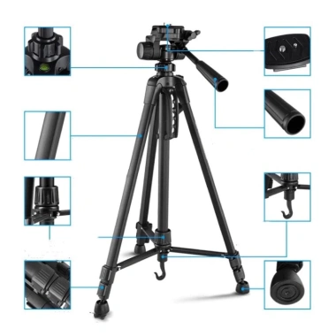 Tripod Cao 1m4 3.520 - Chịu tải 3kg, kèm kẹp điện thoại & remote, chụp ảnh, quay video, livestream, selfie
