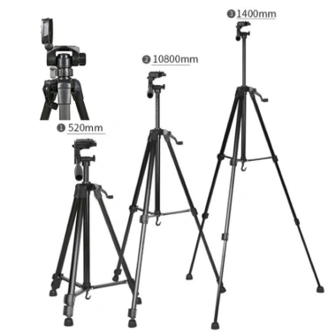 Tripod Cao 1m4 3.520 - Chịu tải 3kg, kèm kẹp điện thoại & remote, chụp ảnh, quay video, livestream, selfie