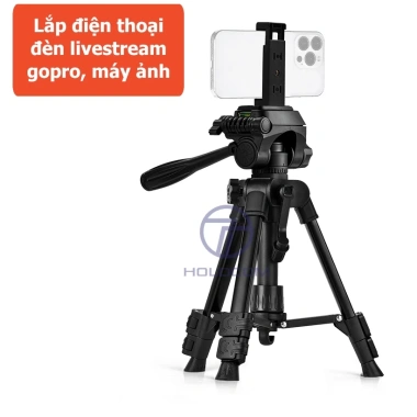 Tripod D60 HOLOCOM Xoay 360 - Chân Máy Ảnh, Quay Phim, Tùy Chỉnh, Giá 219.000 VND 3