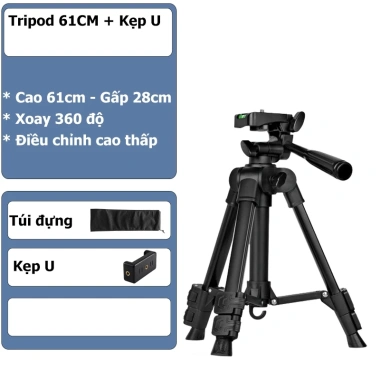 Tripod D60 HOLOCOM Xoay 360 - Chân Máy Ảnh, Quay Phim, Tùy Chỉnh, Giá 219.000 VND 6