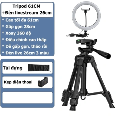 Tripod D60 HOLOCOM Xoay 360 - Chân Máy Ảnh, Quay Phim, Tùy Chỉnh, Giá 219.000 VND 8