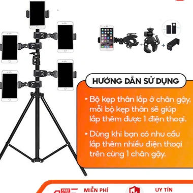 Tripod điện thoại 3 chân Xả kho + Kẹp 2.1, remote livestream, giá chỉ 31.500₫