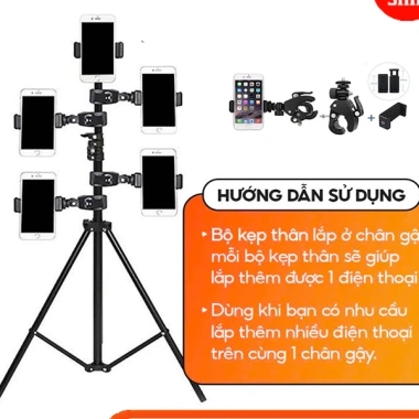 Tripod điện thoại 3 chân Xả kho + Kẹp 2.1, remote livestream, giá chỉ 31.500₫