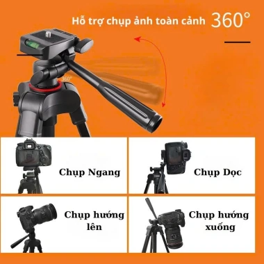 Tripod điện thoại 3.366 – Quay 360°, chân quay 42-145cm, giá 175.000₫