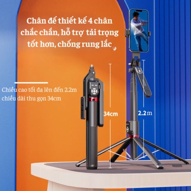 Tripod điện thoại 4 chân hợp kim nhôm cao cấp - Giá đỡ livestream, quay video, chụp ảnh du lịch, giảm giá 204.000