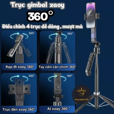 Tripod điện thoại 4 chân xoay 360 độ tự động Q565 Gậy AI theo vật thể 185cm 125.000₫