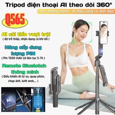 Tripod điện thoại 4 chân xoay 360 độ tự động Q565 Gậy AI theo vật thể 185cm 125.000₫