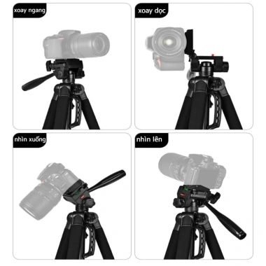 Tripod điện thoại F-180ST 55‑182cm xoay 360°, hợp kim nhôm, tải 3‑4kg, giá 350.000₫ 6