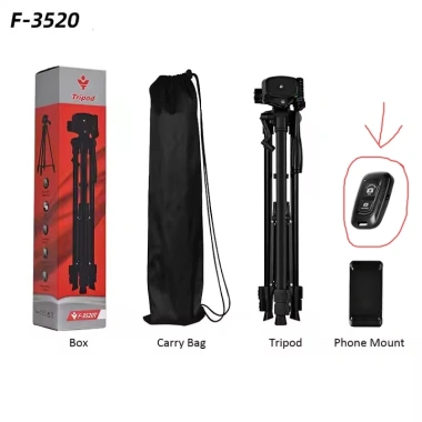 Tripod điện thoại F-3.520T khung nhôm, tải trọng 3kg, kèm túi đeo & remote - 50.000₫