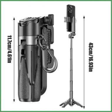 Tripod điện thoại P15Mini 4 chân cao cấp, xoay 360, điều khiển từ xa, đèn trợ sáng - giảm giá 179.000₫