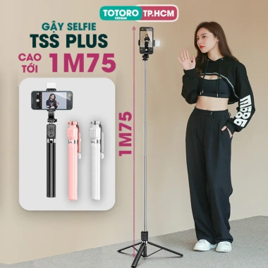 Tripod điện thoại TSS PLUS 1.75m 3 chân Gậy selfie cầm tay quay video livestream