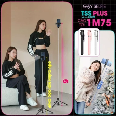Tripod điện thoại TSS PLUS 1.75m 3 chân - Gậy selfie, quay video, giảm giá - 129k
